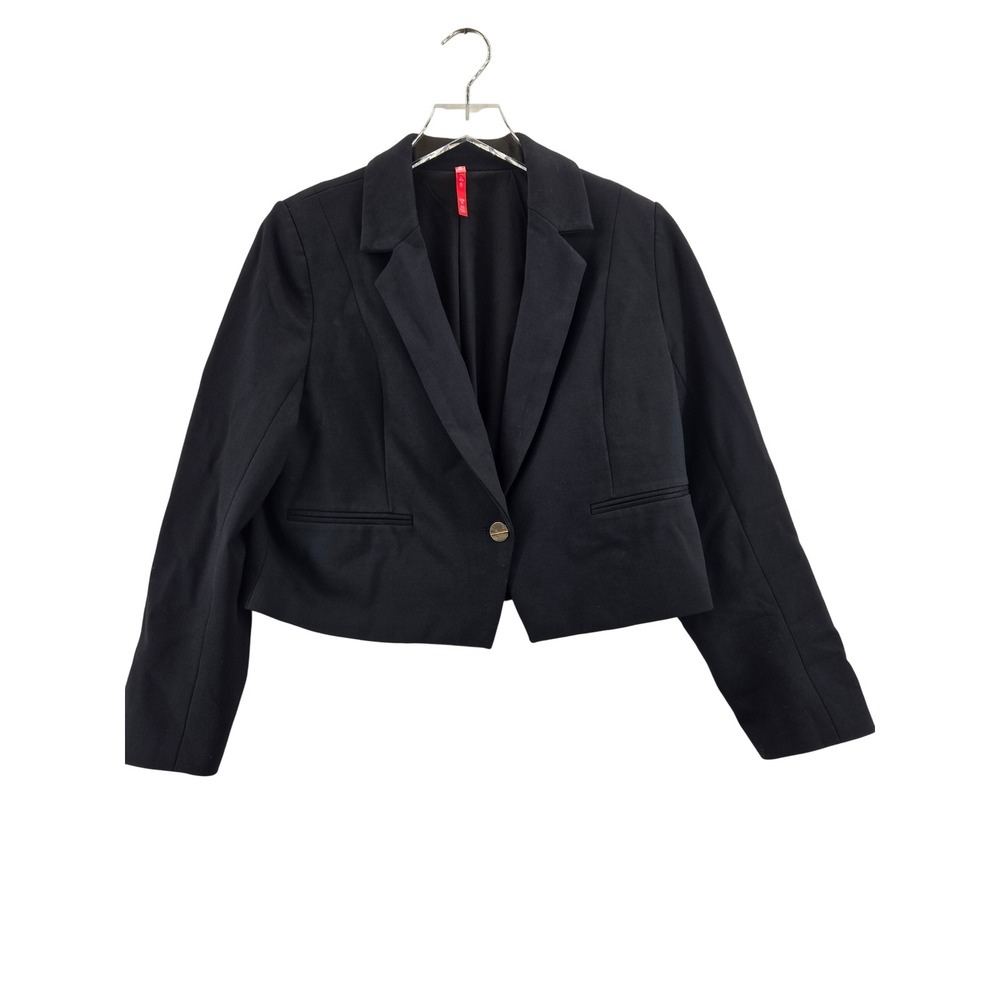 Spanx Womens Black Cropped Blazer Ponte Knit Stretch Jacket Size Large L/G